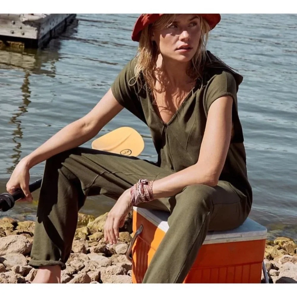 Free People FP Movement Nothing But Sweats One Piece Hooded Jumpsuit
